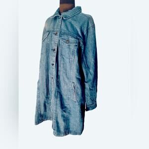 Jessica London Denim Button Front Long Sleeved Utility Jean Mini Dress 20W